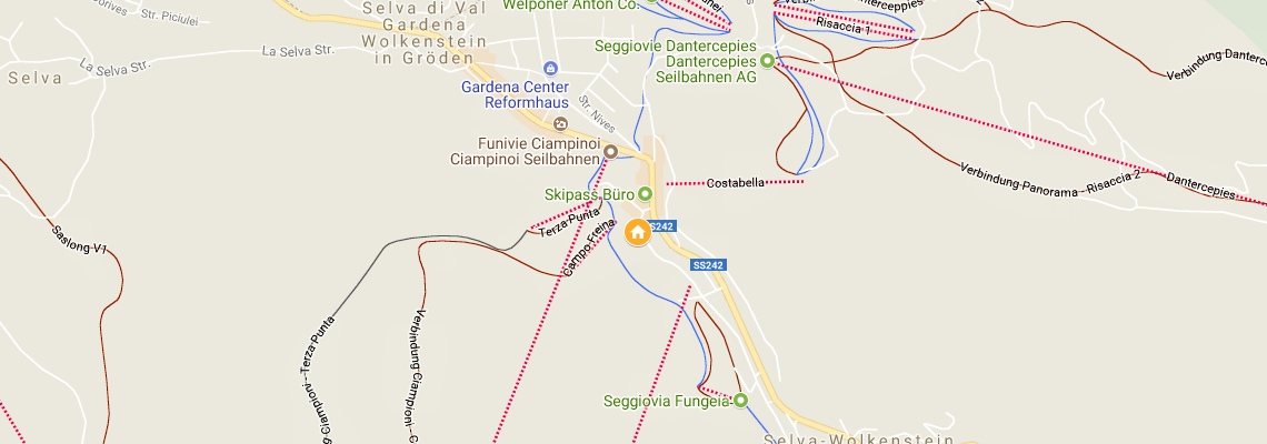 mapa Hotel Genziana, Selva Gardena