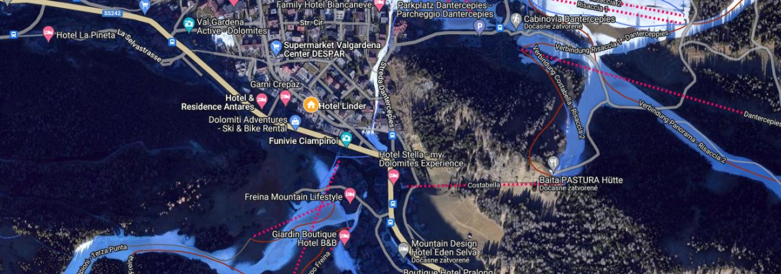 mapa Linder Cycling Hotel, Selva Gardena