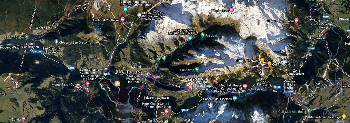 mapa Hotel Pozzamanigoni, Selva di Val Gardena