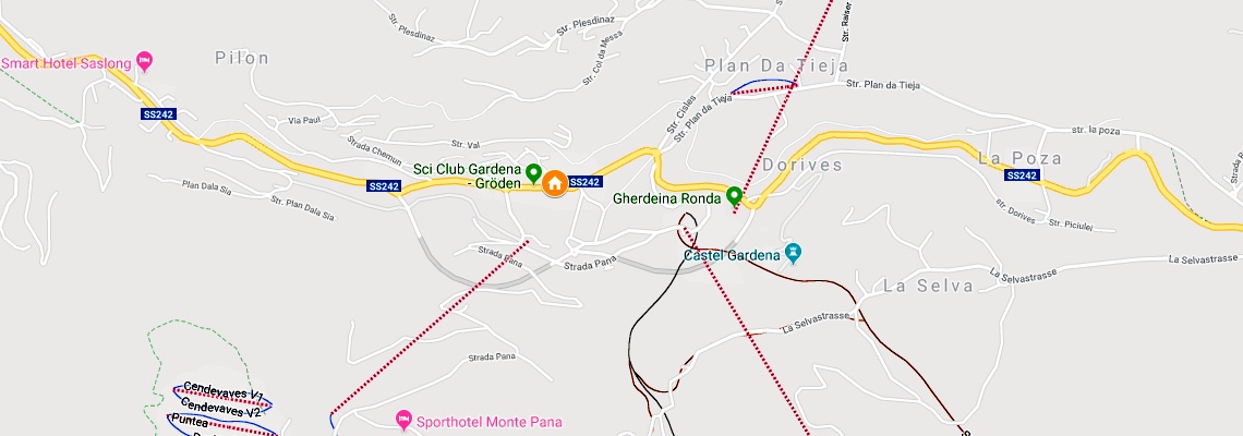 mapa Hotel Touring, Santa Cristina