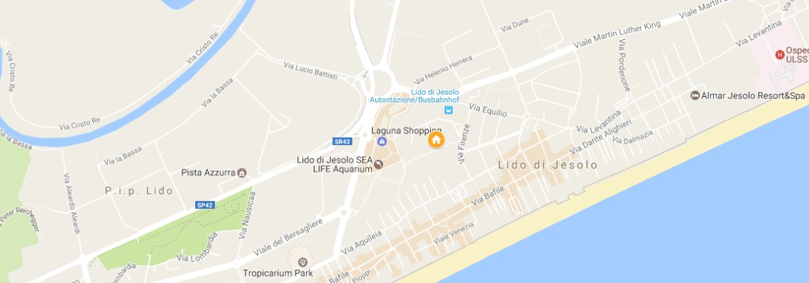 mapa Rezidencia Mediterranee, Lido di Jesolo