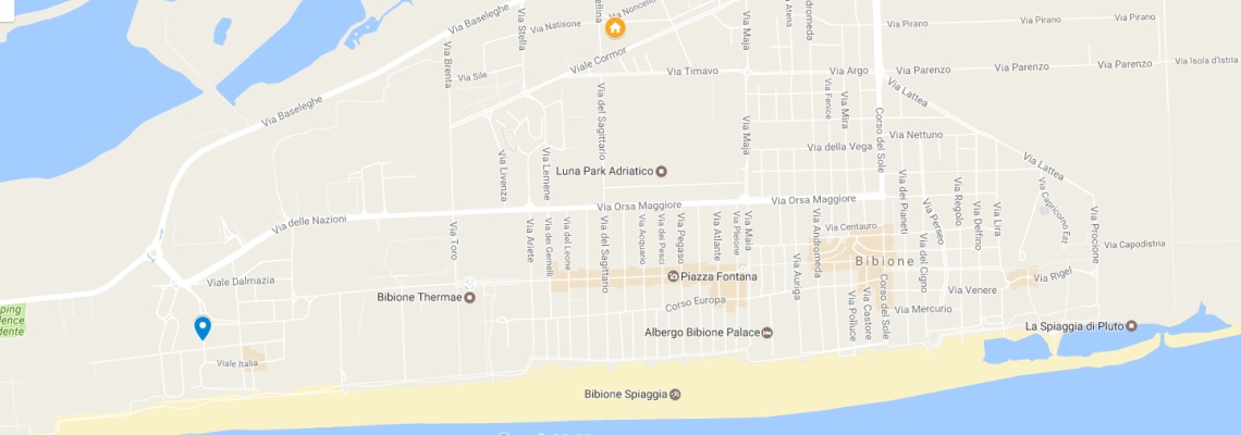 mapa Villaggio Quadrifoglio, Bibione